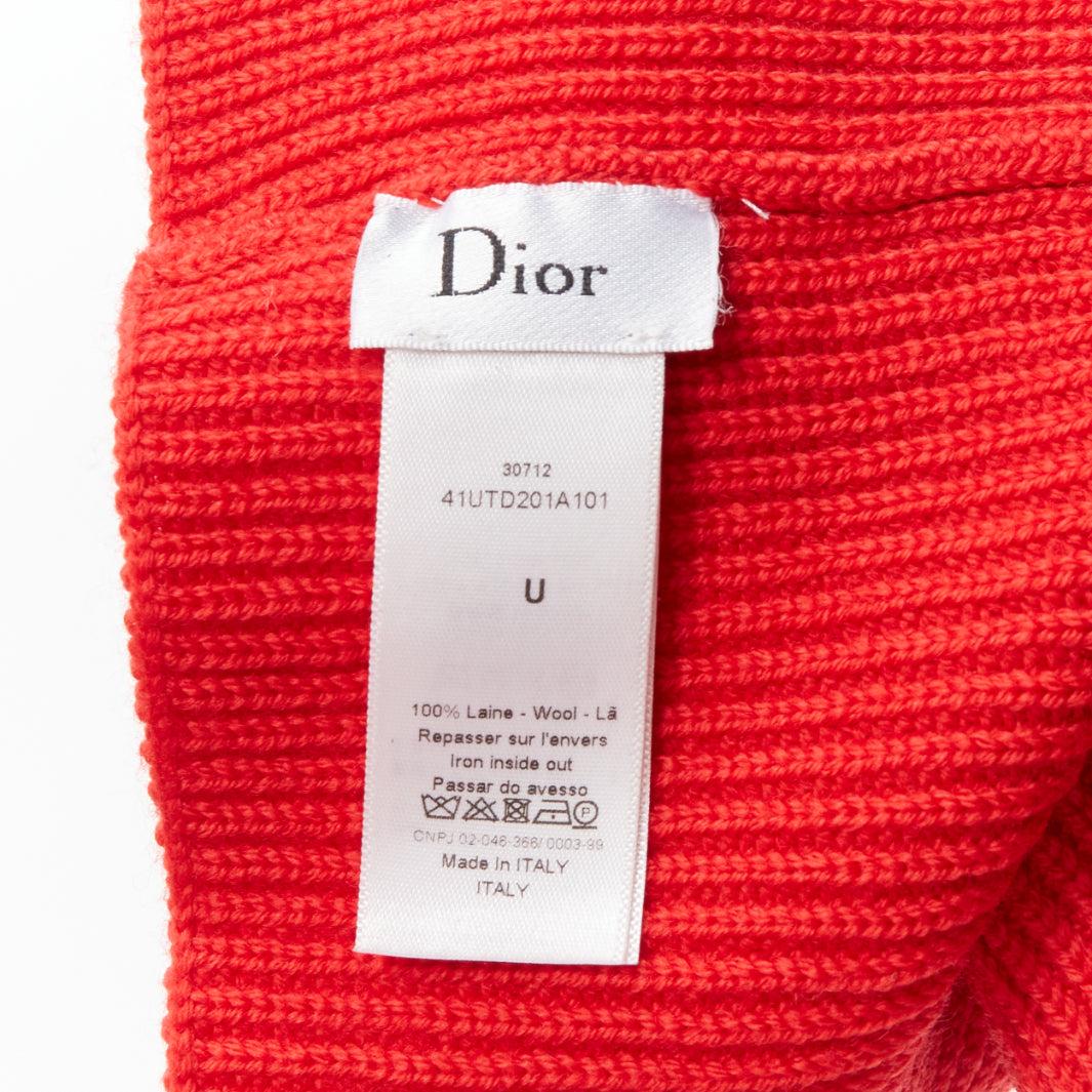 CHRISTIAN DIOR 100% wool red CD logo charm ribbed neck warmer collar For Sale 3
