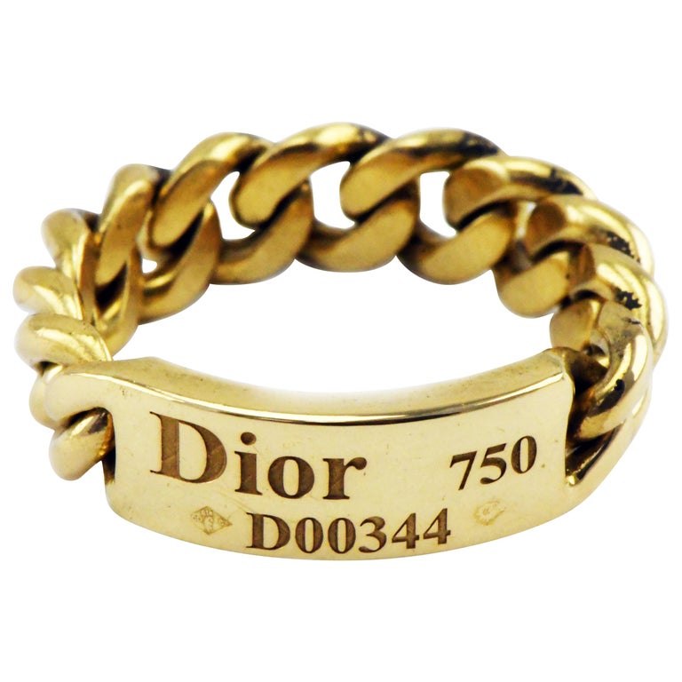 Christian Dior 18 Karat Yellow Gold Solid Chain Link Ring, France at