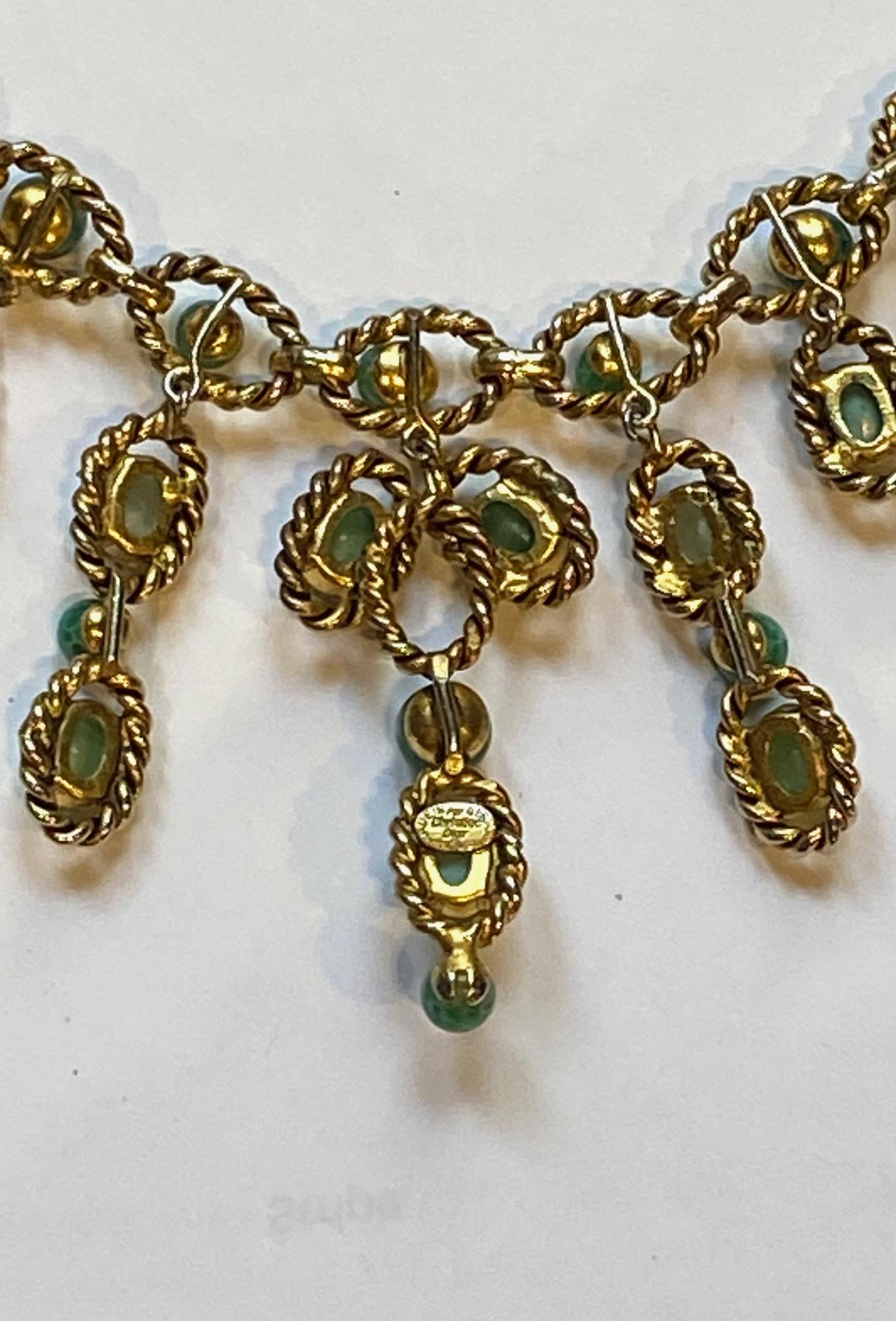 Christian Dior 1963 Faux Jade & Turquoise Cabochon Necklace  5