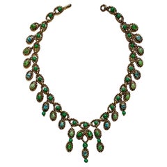 Christian Dior 1963 Faux Jade & Turquoise Cabochon Necklace 