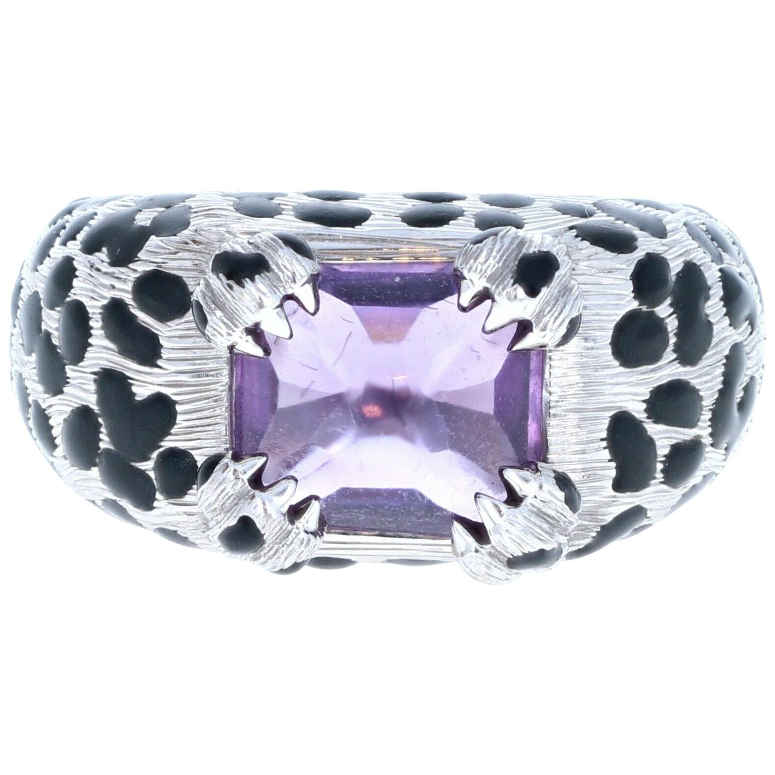 Christian Dior 18 Karat White Gold and Amethyst Mitza Ring 11.78 Carat