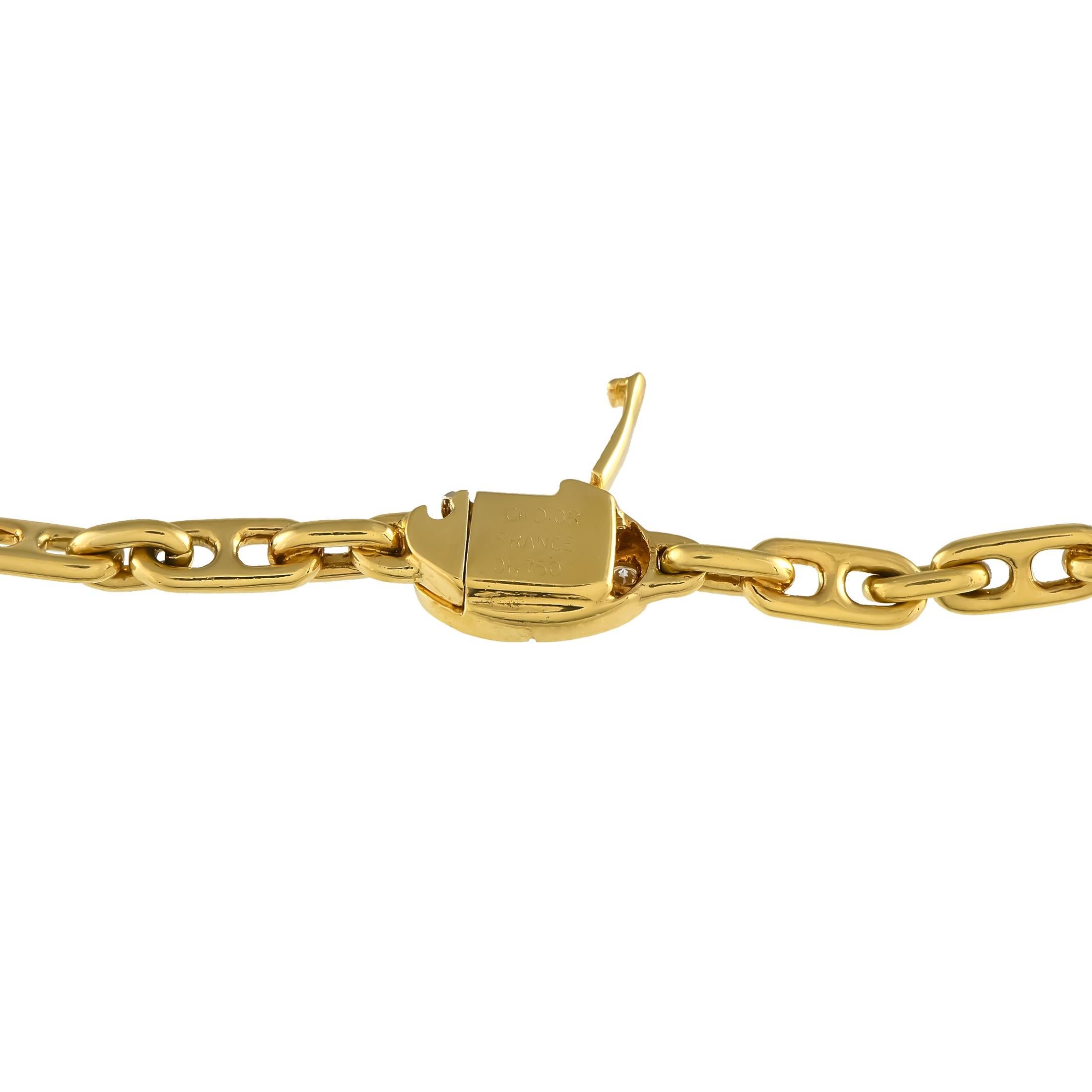Taille ronde Christian Dior, collier en or jaune 18 carats avec diamants de 2,15 carats en vente