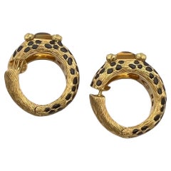 Christian Dior 18k Yellow Gold Citrine Leopard Spot Hoop Earrings