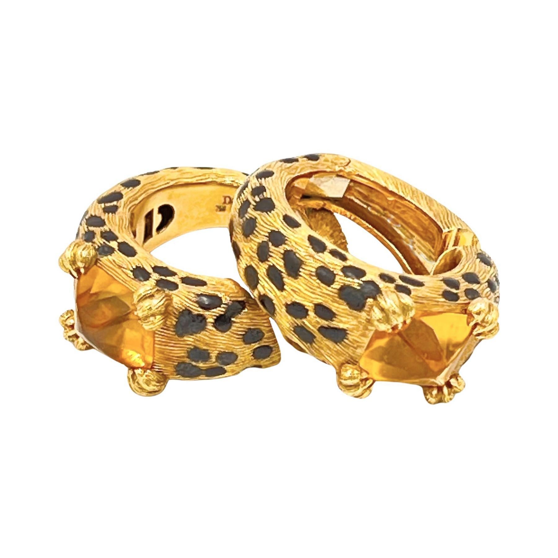 Christian Dior 18 Karat Gelbgold Citrin-Ohrringe mit Leopardenmuster (Moderne) im Angebot
