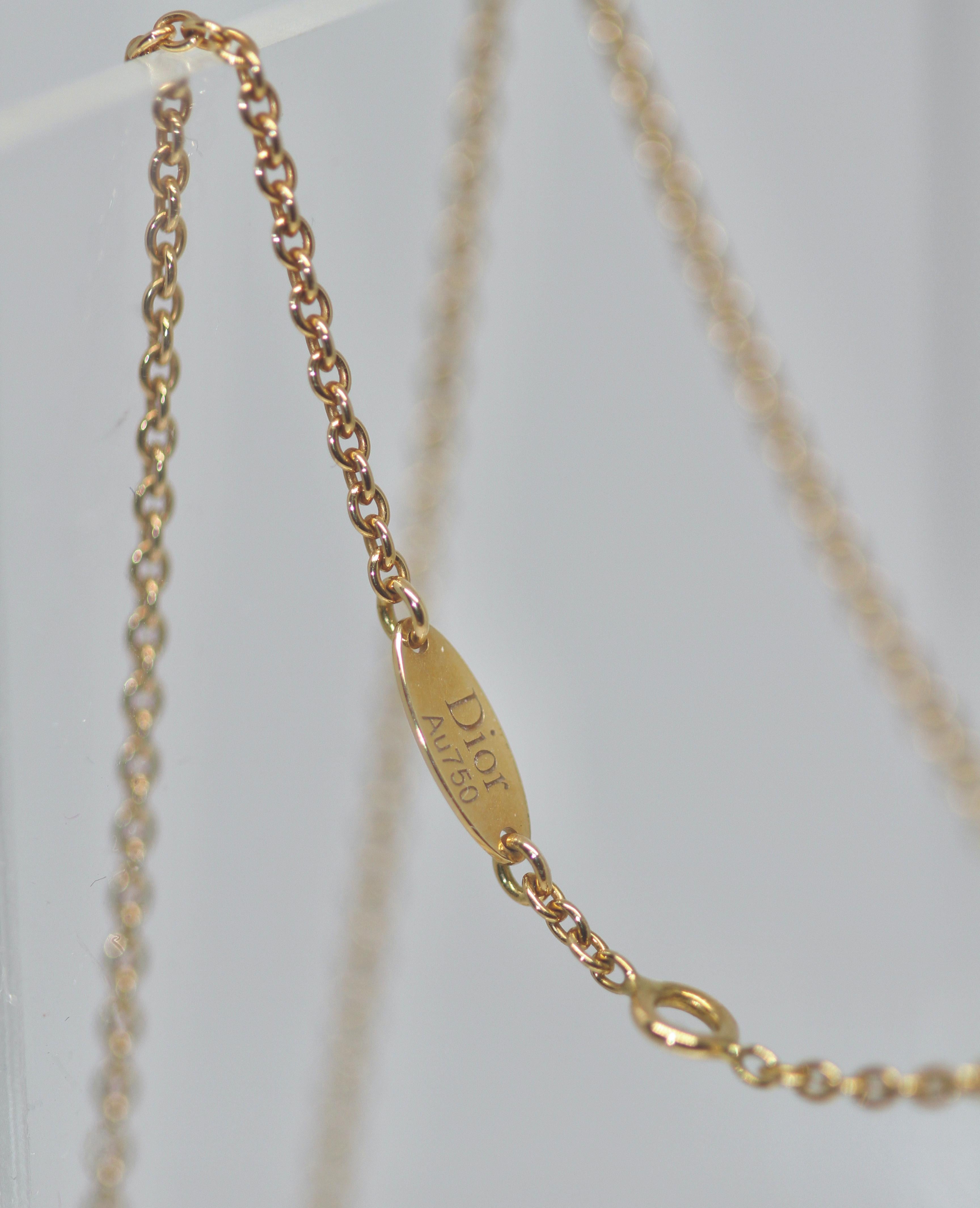 Christian Dior 18K Yellow Gold Diamond Lapis Lazuli Rose Des Vents Necklace 1