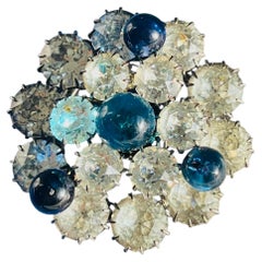Christian Dior 1950s Kramer Vintage Rare Sapphire Blue Cabochon Domed Brooch