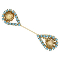 Christian Dior 1950s Vintage Double Turquoise Water Drop Peacock Eye Brooch Pin Christian Dior 1950s Vintage Double Turquoise Water Drop Peacock Eye Brooch Pin
