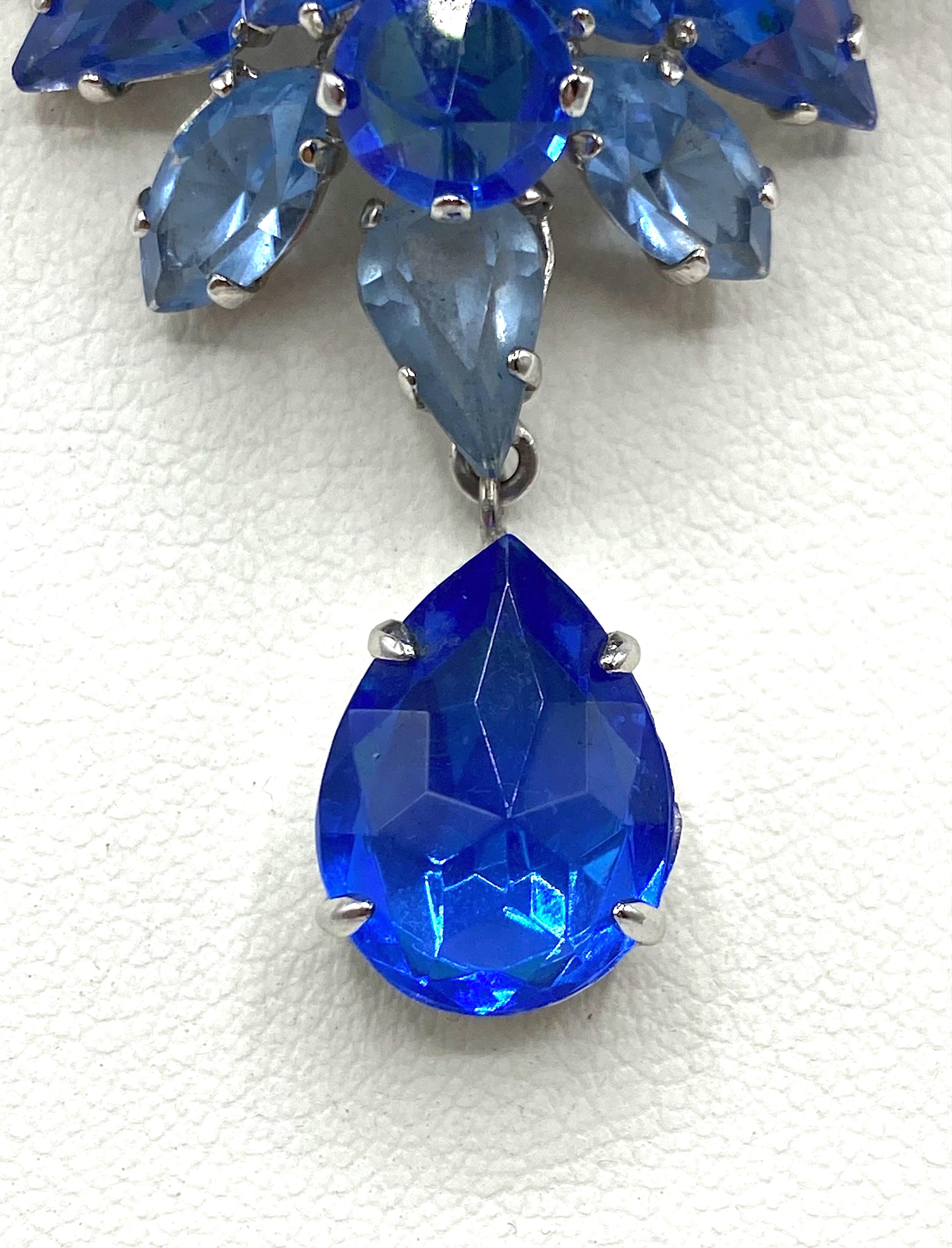 Christian Dior 1959 Shades of Blue Rhinestone Necklace by Henkel & Grosse' 5