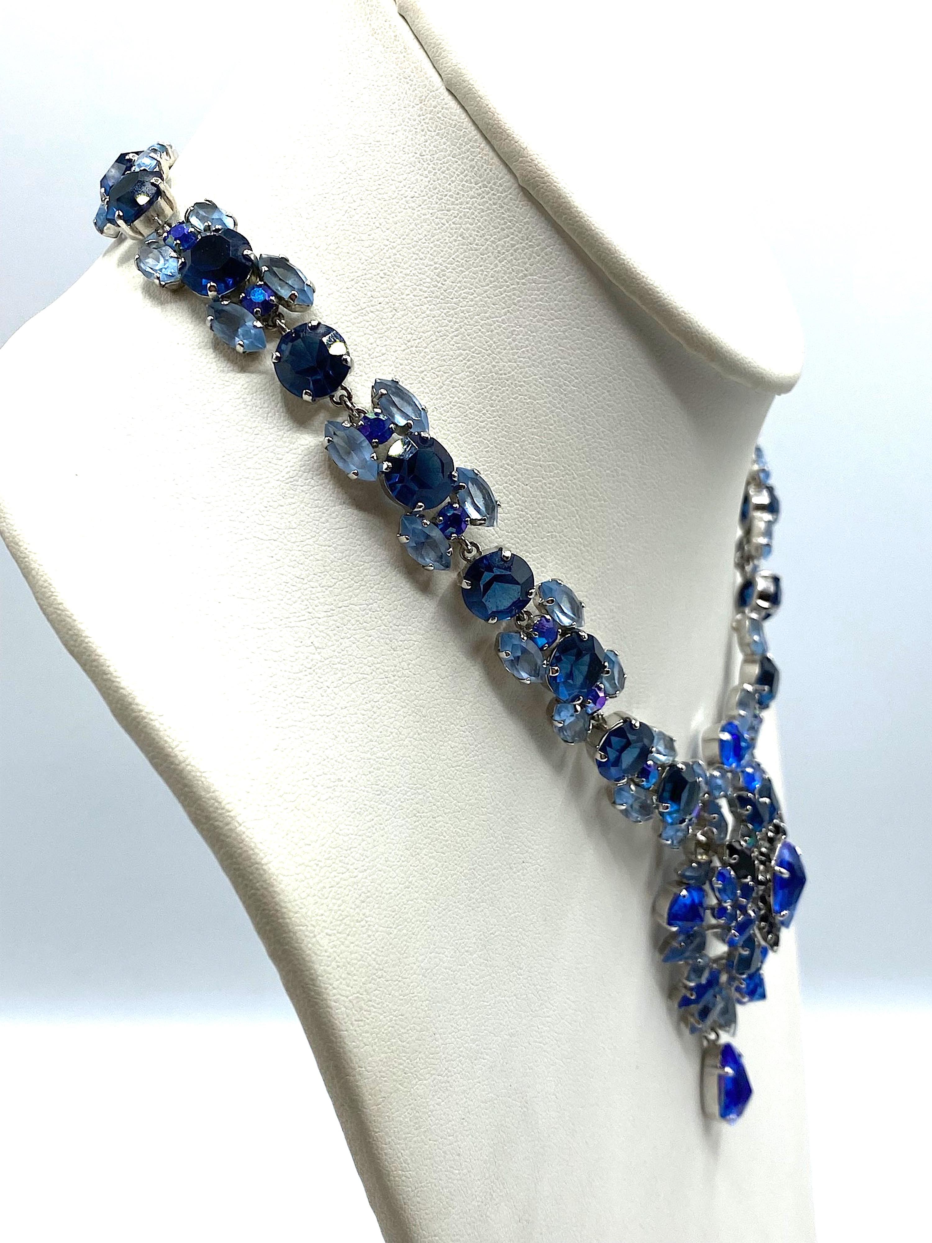 Christian Dior 1959 Shades of Blue Rhinestone Necklace by Henkel & Grosse' 7