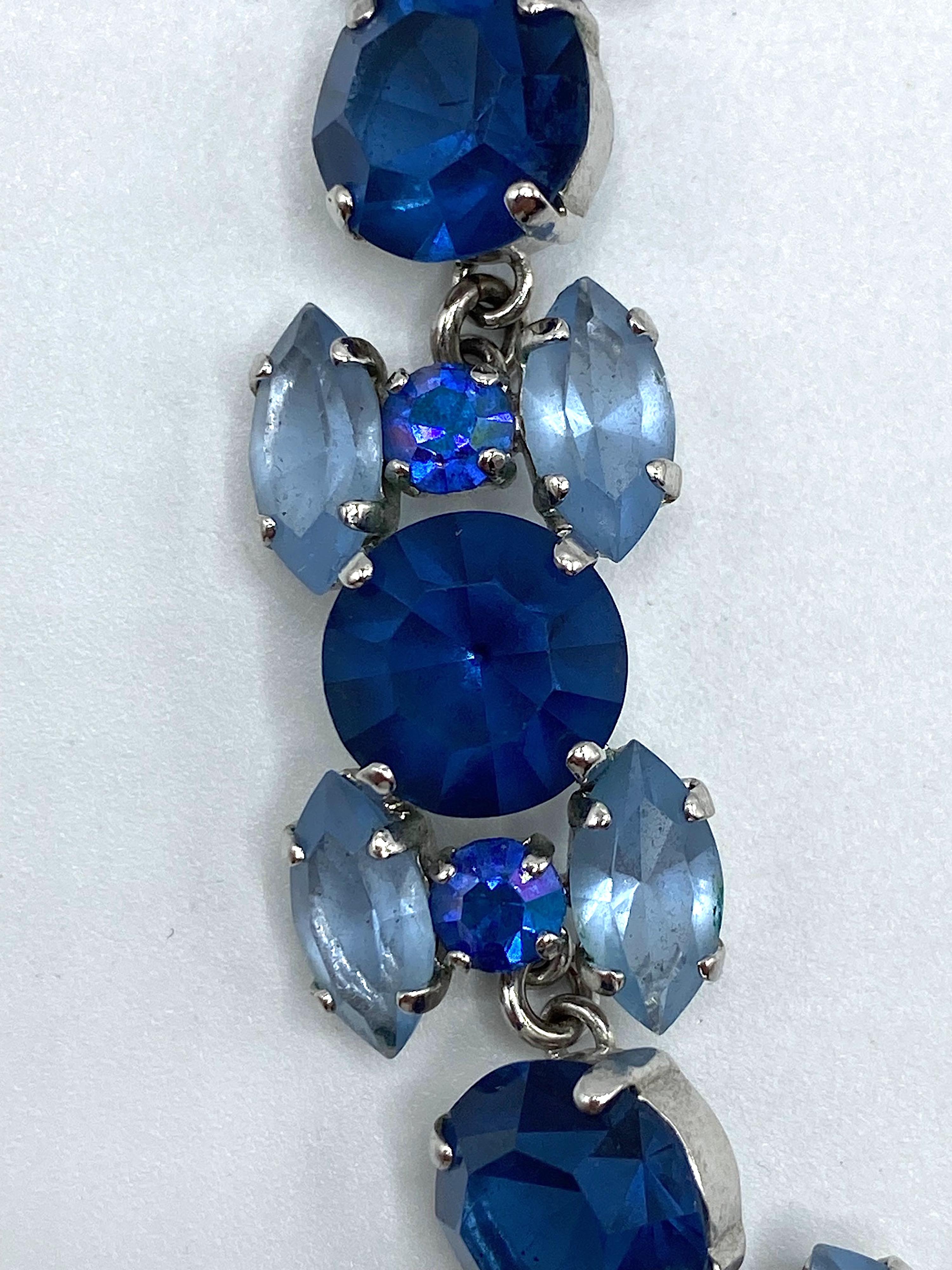 Christian Dior 1959 Shades of Blue Rhinestone Necklace by Henkel & Grosse' 9