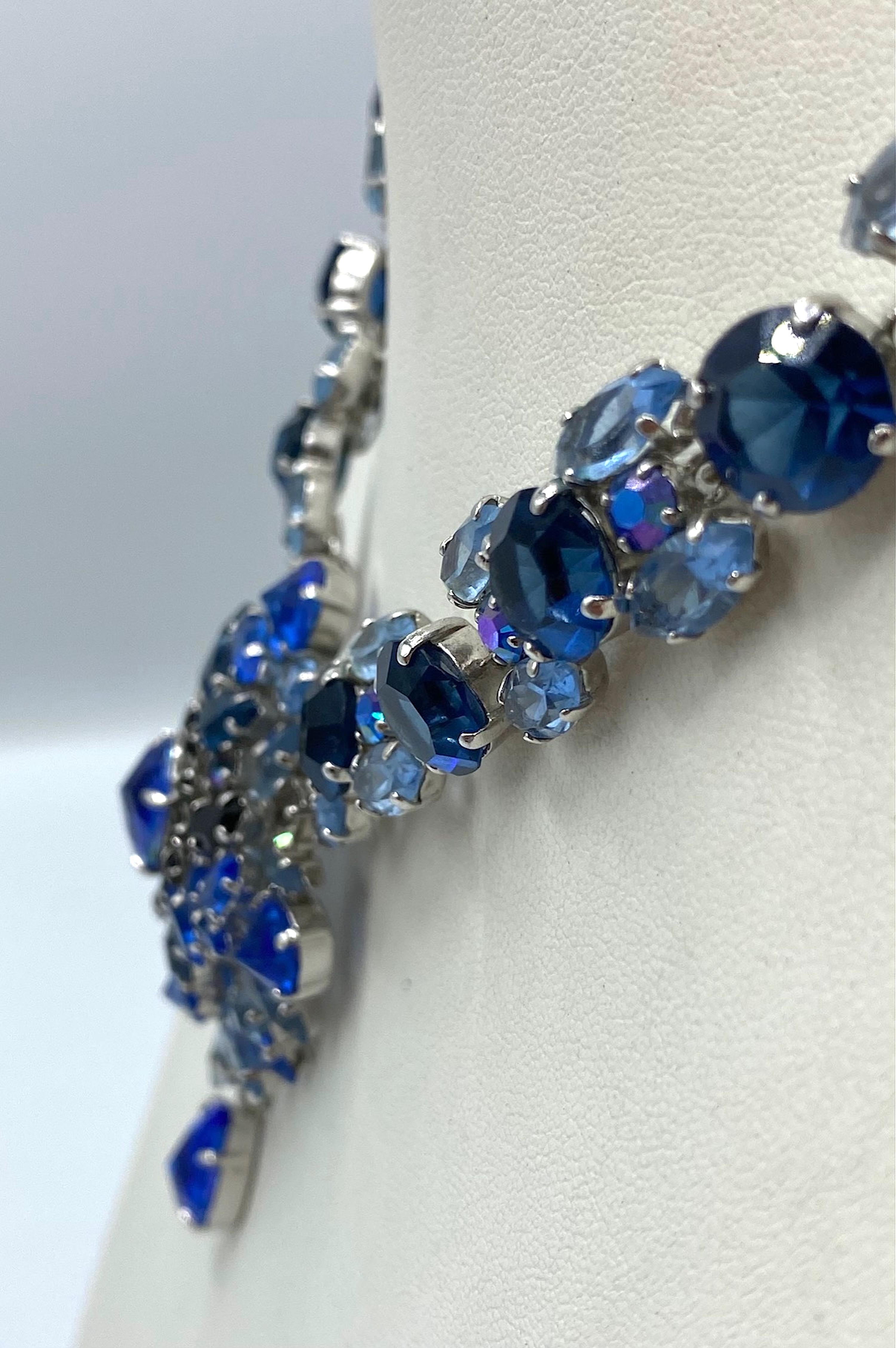 Christian Dior 1959 Shades of Blue Rhinestone Necklace by Henkel & Grosse' 11