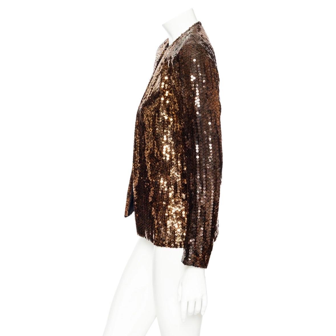 Christian Dior 1960s Copper and Black Tiger Print Sequin Jacket In Good Condition For Sale In Los Angeles, CA