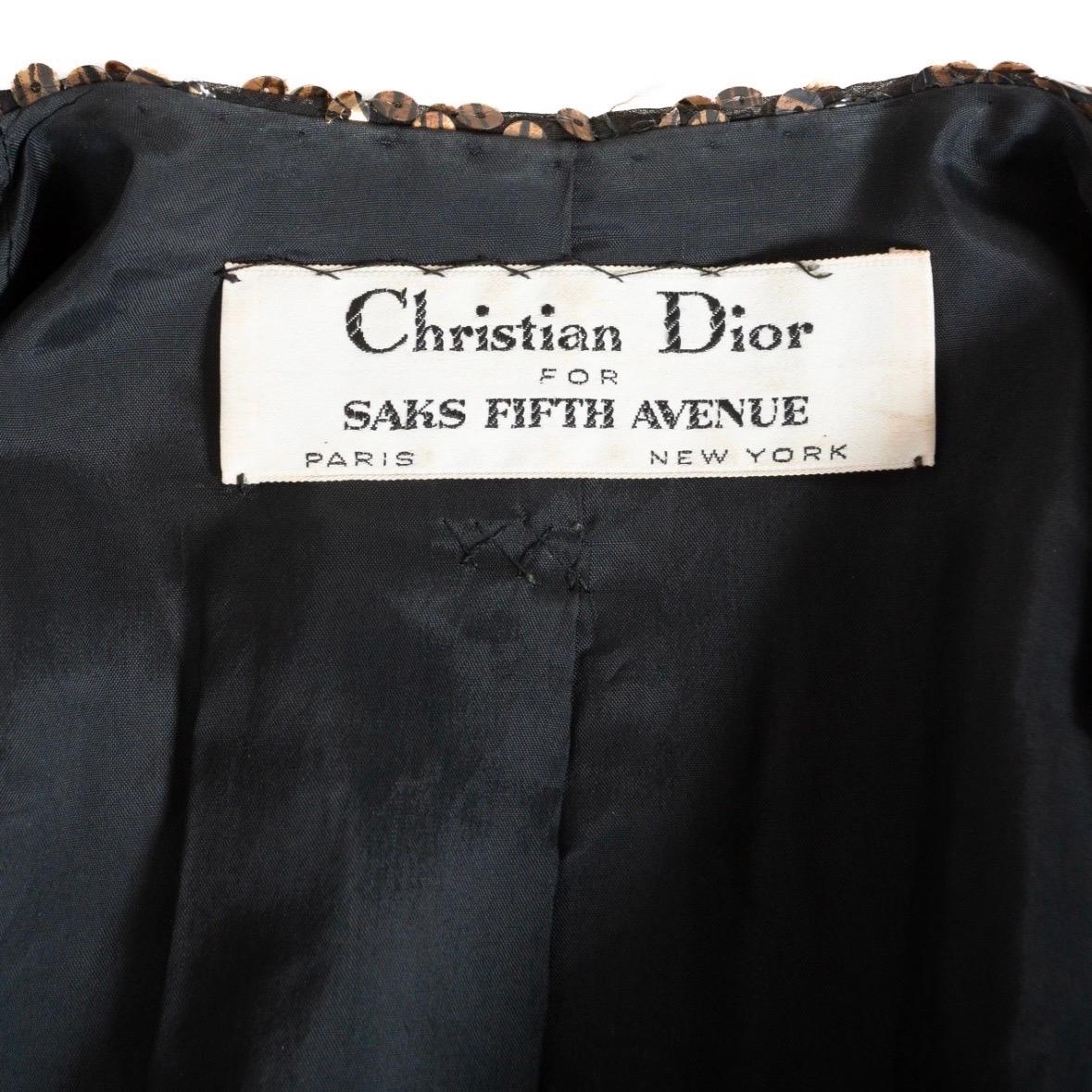 Christian Dior 1960s Copper and Black Tiger Print Sequin Jacket For Sale 3