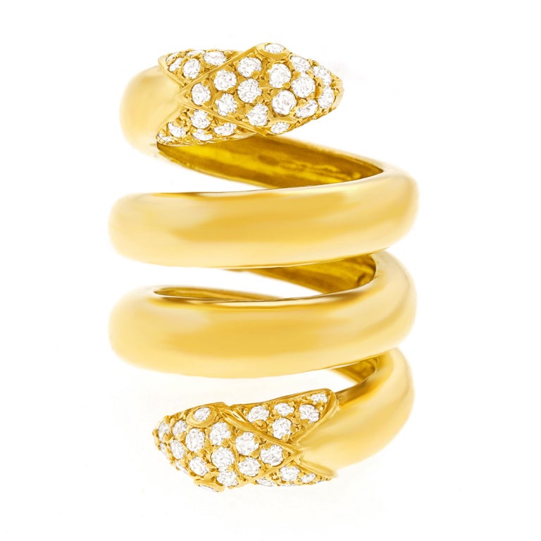 Christian Dior 1960s Diamond-set Gold Snake Ring