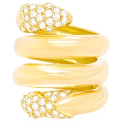 Dior 1960s Diamond-set Gold Snake Ring