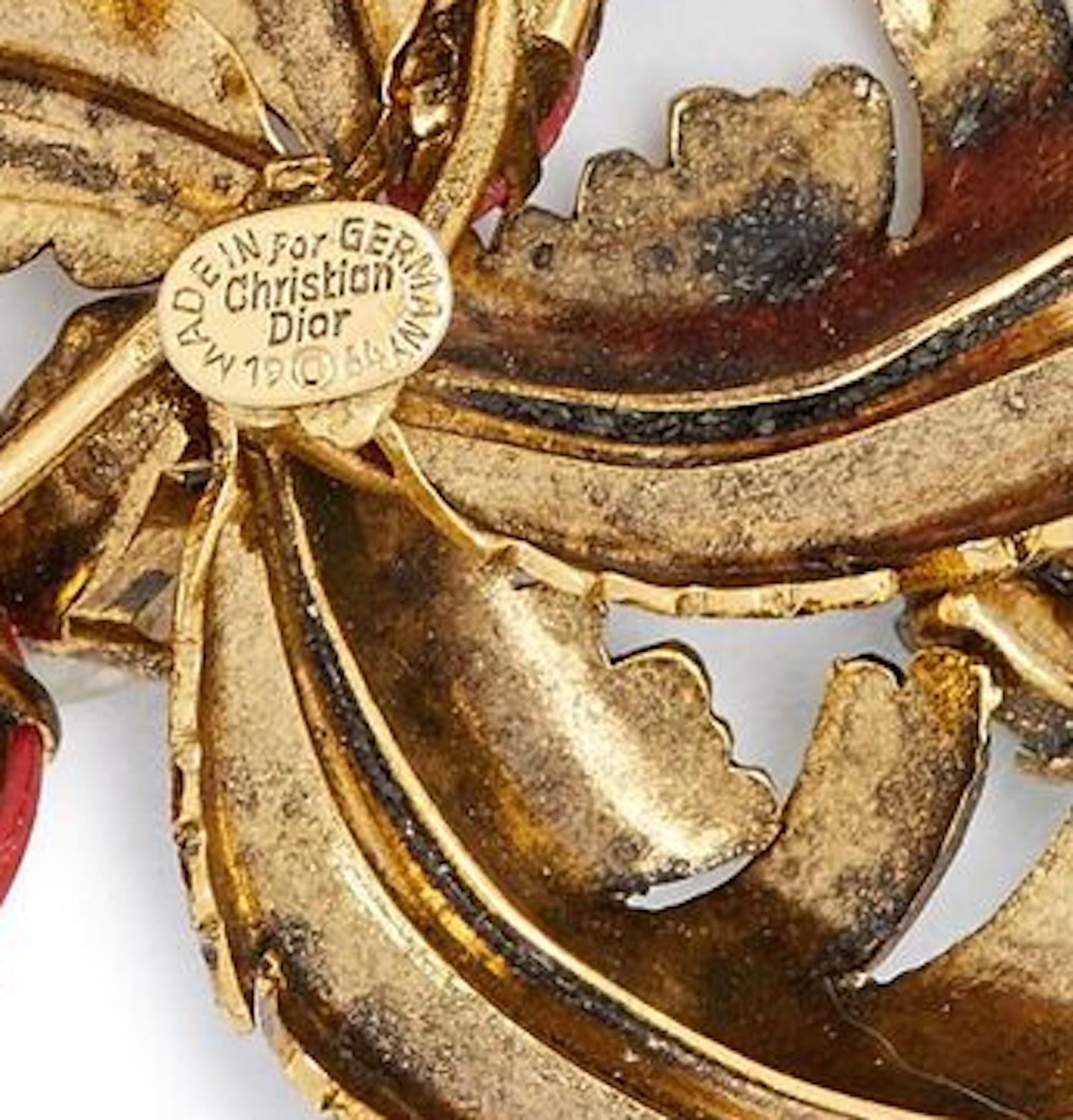 Christian Dior 1960s Feather Spray Brooch With Gemstone Detail at 1stDibs