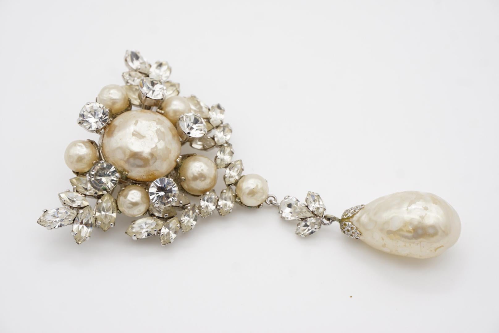 Christian Dior 1961 Vintage Large White Pearl Crystals Floral