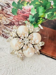 Christian Dior 1962 Opulent Haute Couture Iconic Rare Pearls Snowflake Brooch