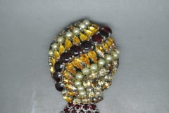 Christian Dior 1962 Red Citron Glass Faux Pearl Drops Balloon Brooch
