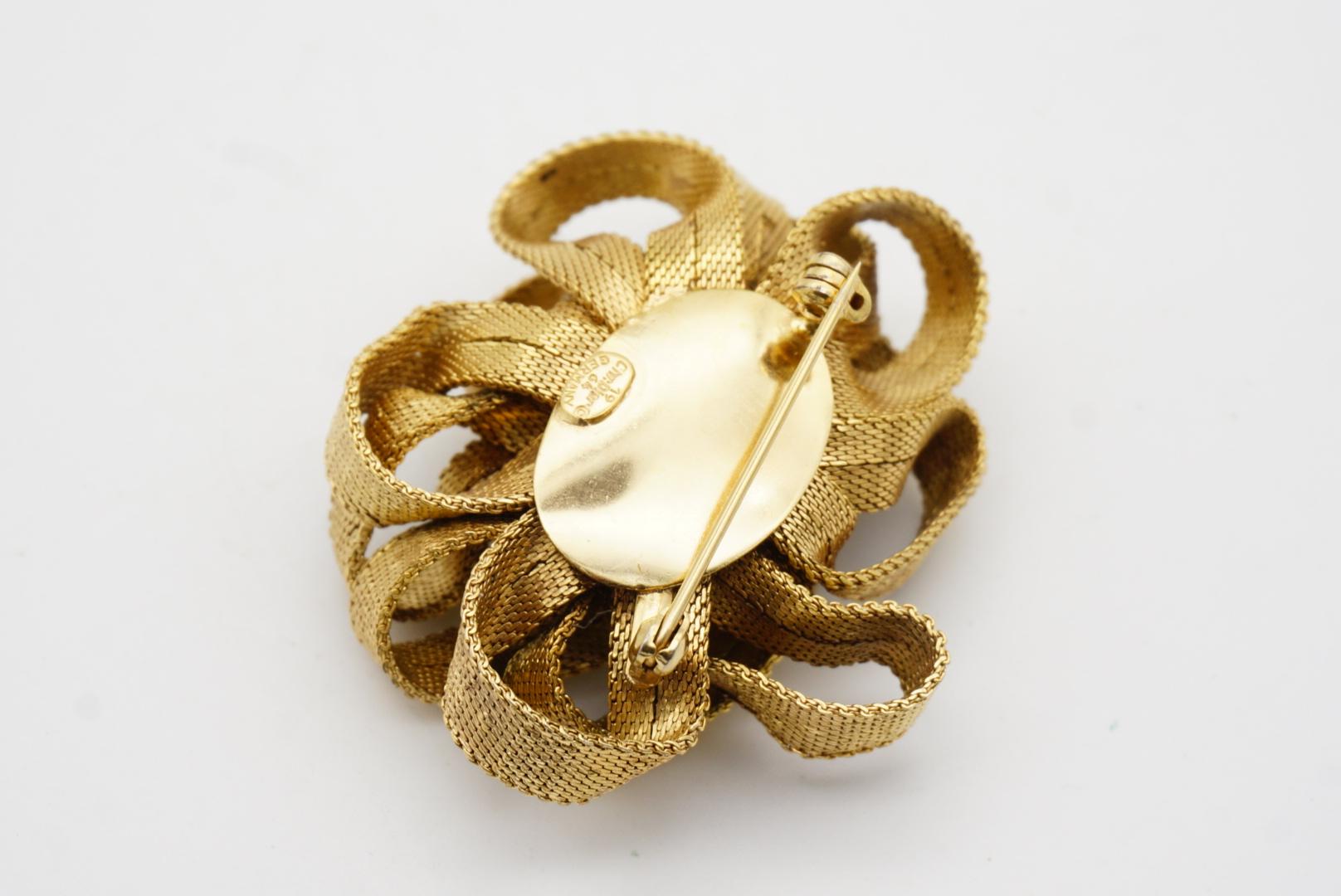 Christian Dior 1964 Vintage 3D Vivid Mesh Knit Ribbon Bow Rose Flower Brooch 5