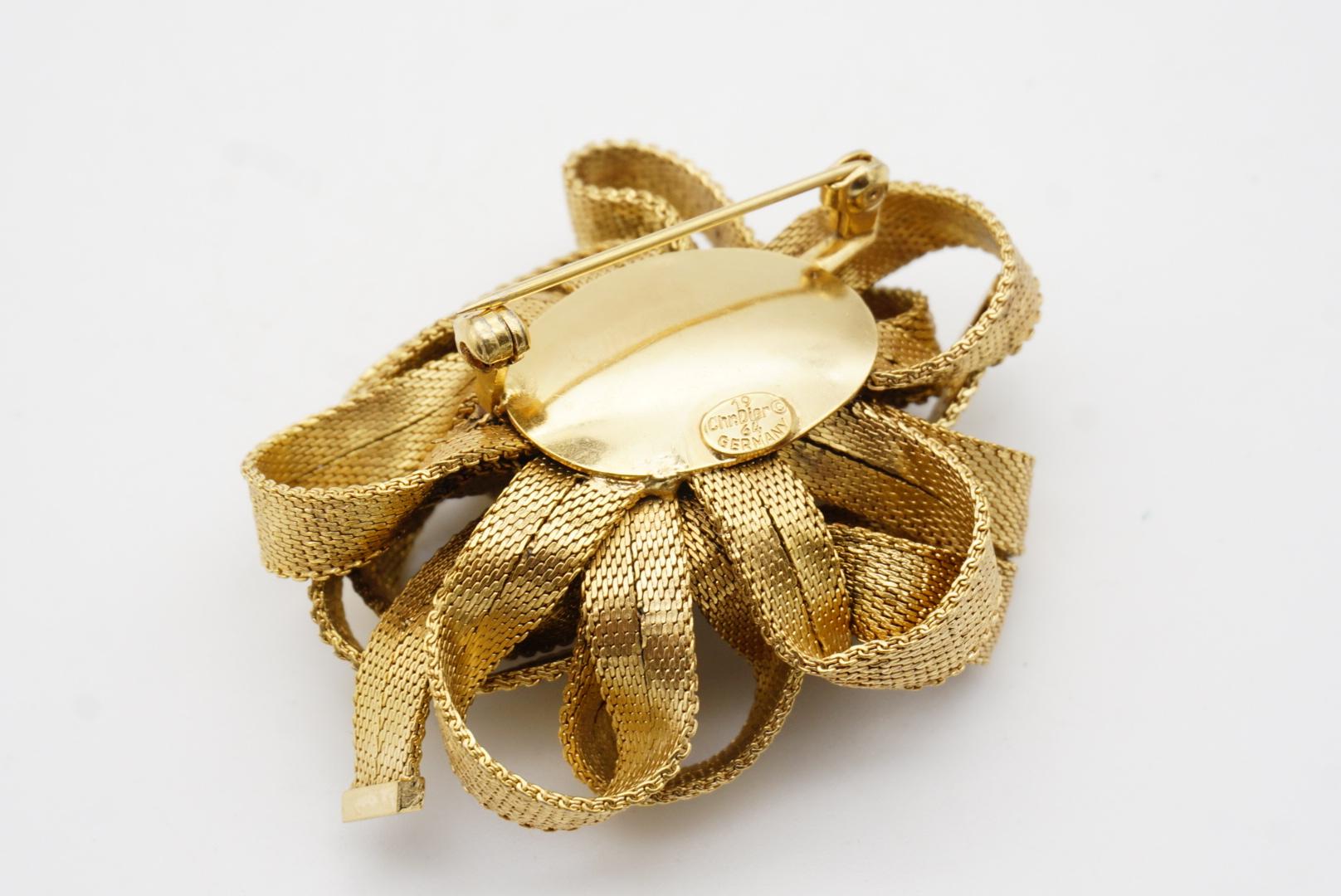 Christian Dior 1964 Vintage 3D Vivid Mesh Knit Ribbon Bow Rose Flower Brooch 6