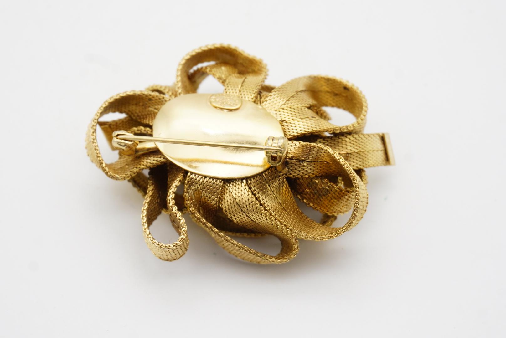Christian Dior 1964 Vintage 3D Vivid Mesh Knit Ribbon Bow Rose Flower Brooch 7