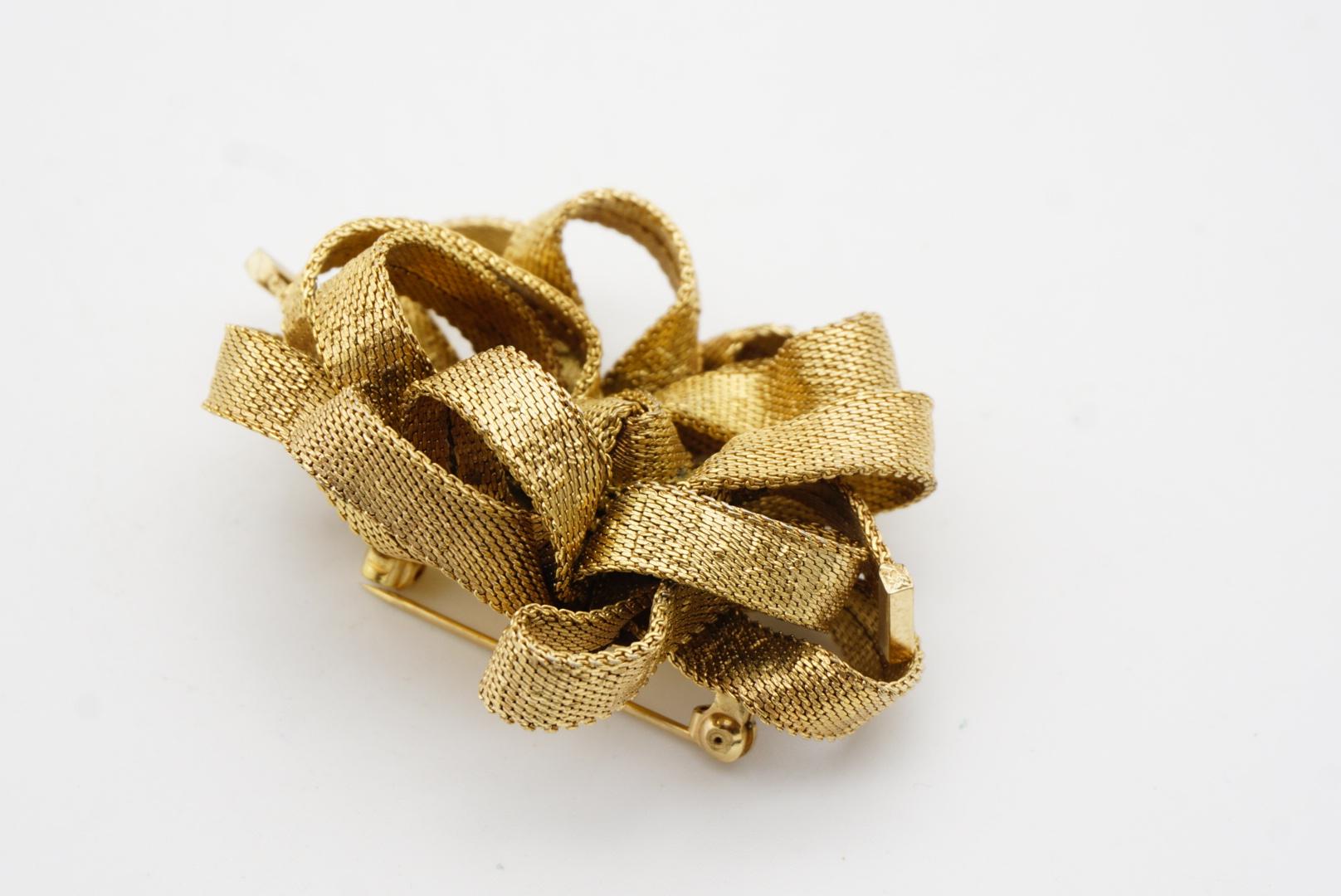 Christian Dior 1964 Vintage 3D Vivid Mesh Knit Ribbon Bow Rose Flower Brooch 4