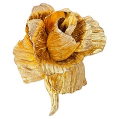 Christian Dior 1964 Vintage Iconic Gold Large Blossom Flourish Statement Brooch