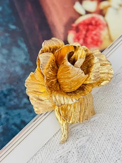 Christian Dior 1964 Vintage Gold Large 3D Rose Blossom Flourish Floral Brooch