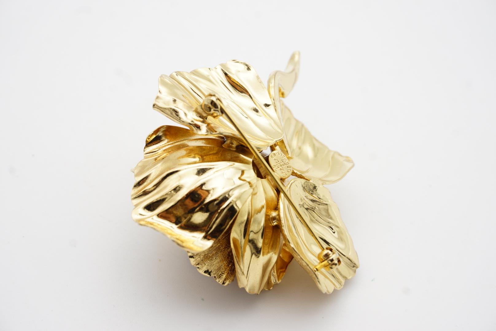 Christian Dior 1964 Vintage Broche grande esculpido en 3D de flor de rosa viva 8
