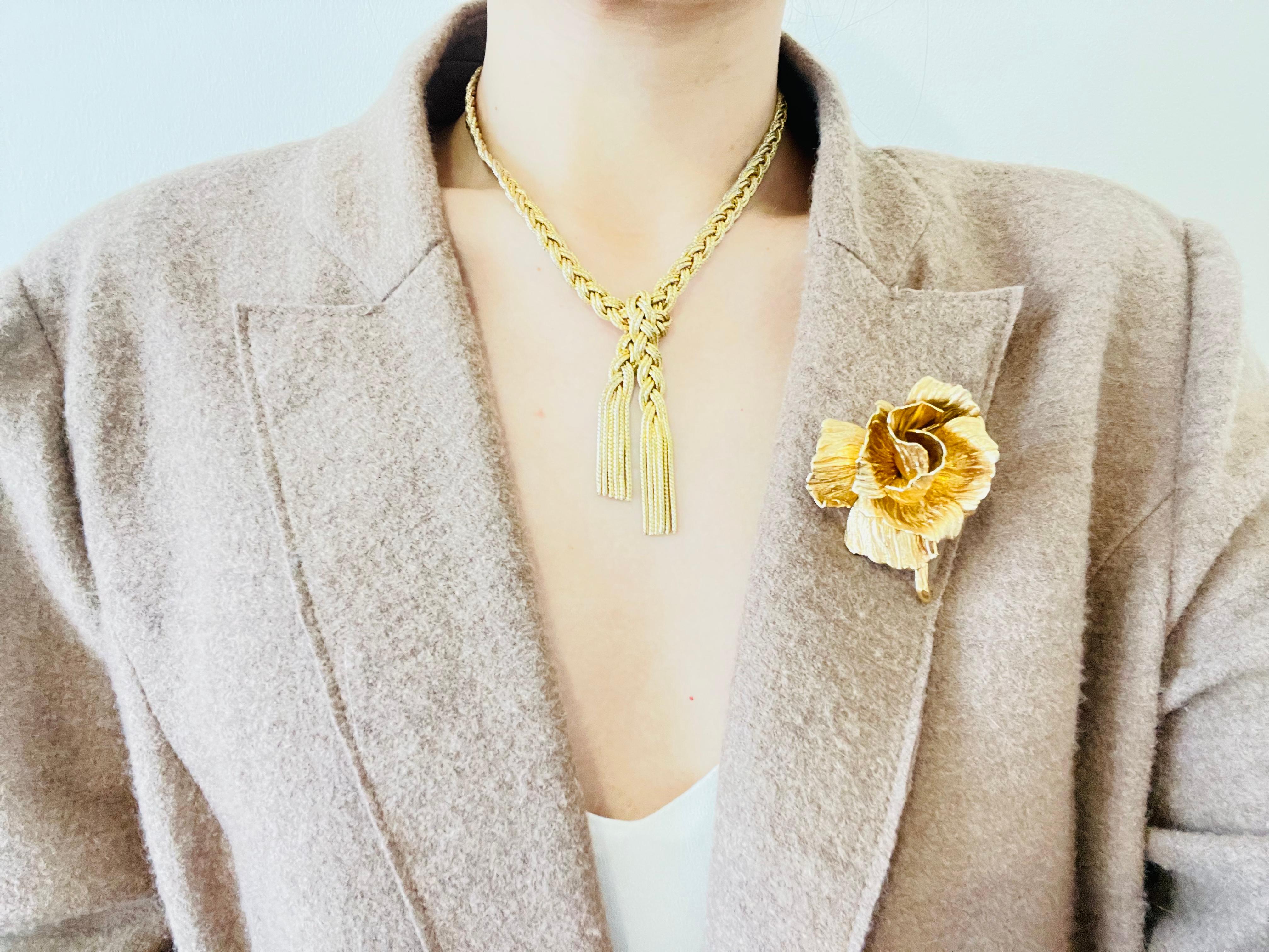 Christian Dior 1964 Vintage Broche grande esculpido en 3D de flor de rosa viva 2