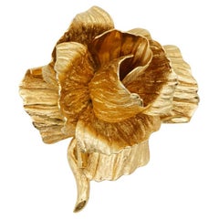 Christian Dior 1964 Vintage Large Sculptée 3D Vivid Rose Blossom Brooch