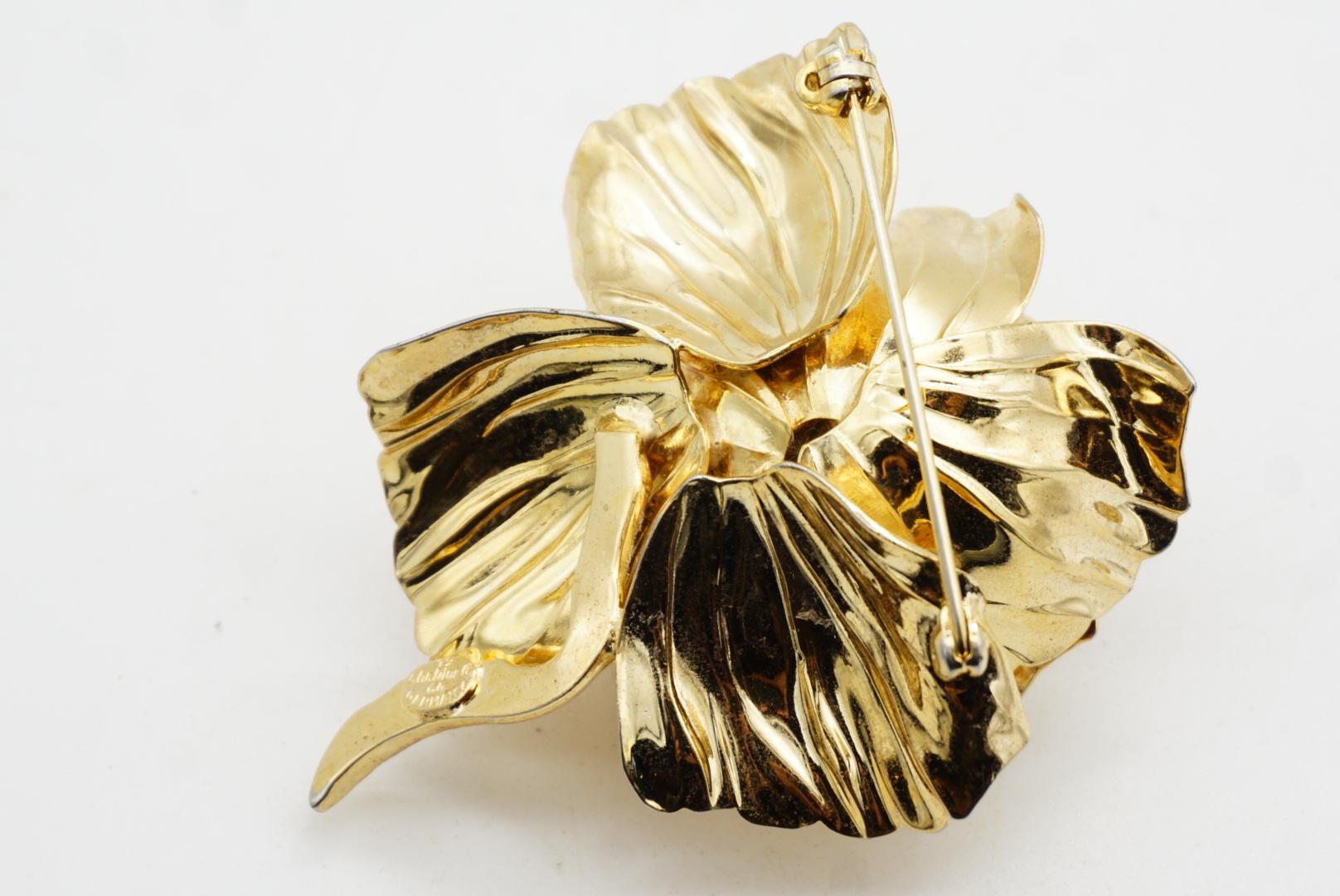 Christian Dior 1964 Spilla d'oro a strati con fiore di rosa grande e vivace d'epoca in vendita 8