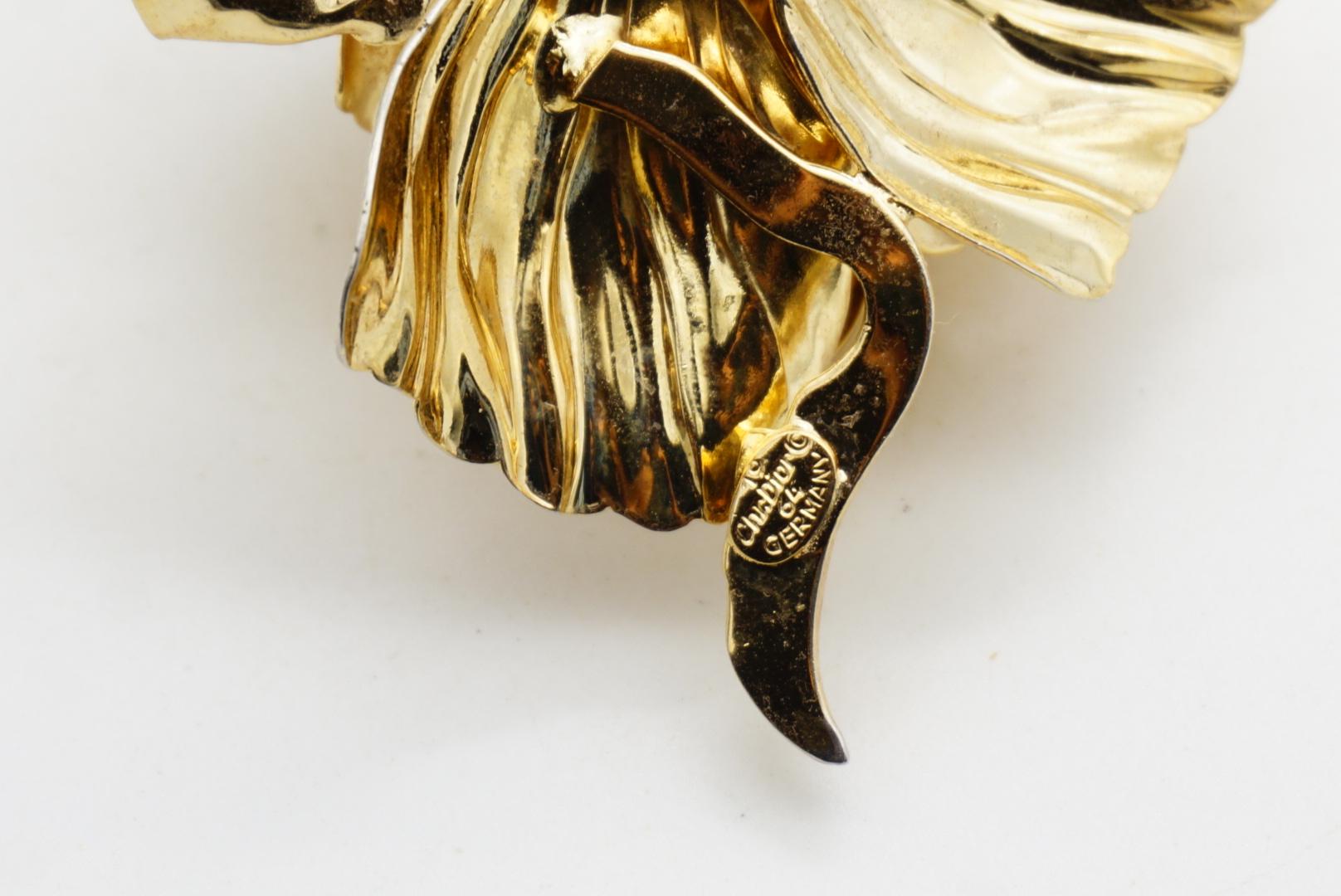 Christian Dior 1964 Spilla d'oro a strati con fiore di rosa grande e vivace d'epoca in vendita 10