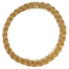 Christian Dior 1965 GROSSE Gold Braided Knot Woven Mesh Intertwined Necklace
