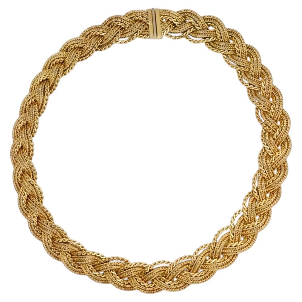 Christian Dior 1965 GROSSE Gold Braided Knot Woven Mesh Intertwined Necklace