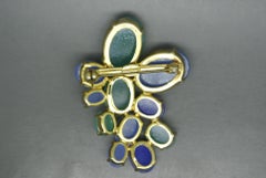 Christian Dior 1968 Blue Green Glass Geometric Shape Brooch