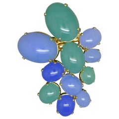 Christian Dior 1968 Blue Green Glass Geometric Shape Brooch