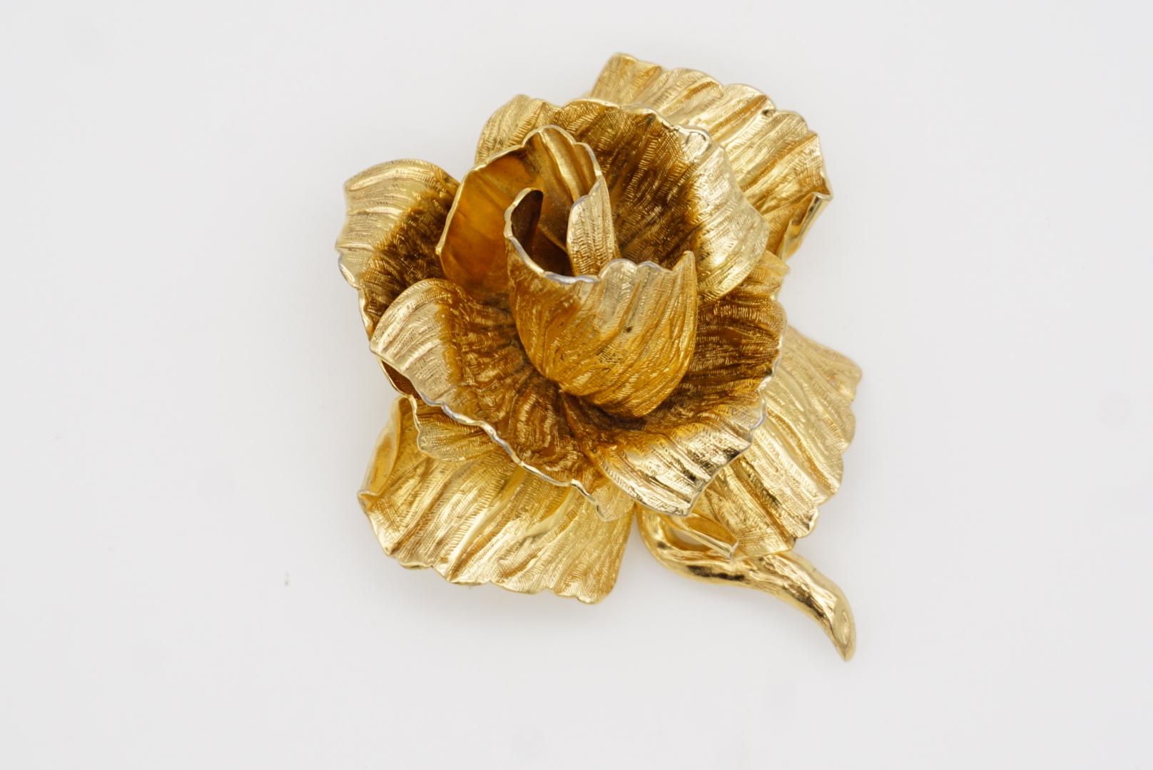Christian Dior 1969 - Grande broche vintage 3D Vivid Flourish Blossom Flower Rose 5
