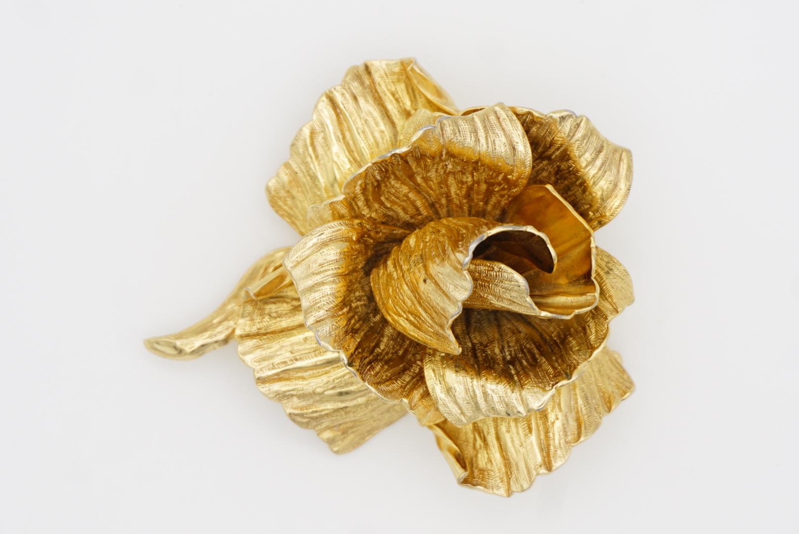 Christian Dior 1969 Vintage 3D Grande Flor Florido Flor Rosa Broche en venta 5