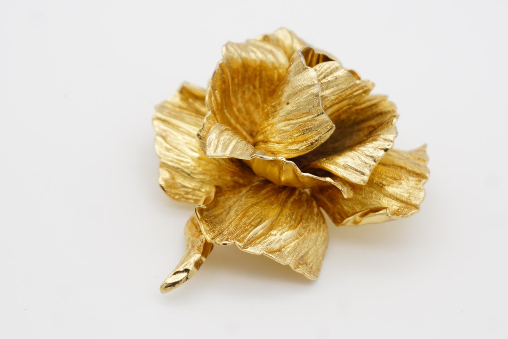 Christian Dior 1969 Vintage 3D Grande Flor Florido Flor Rosa Broche en venta 6