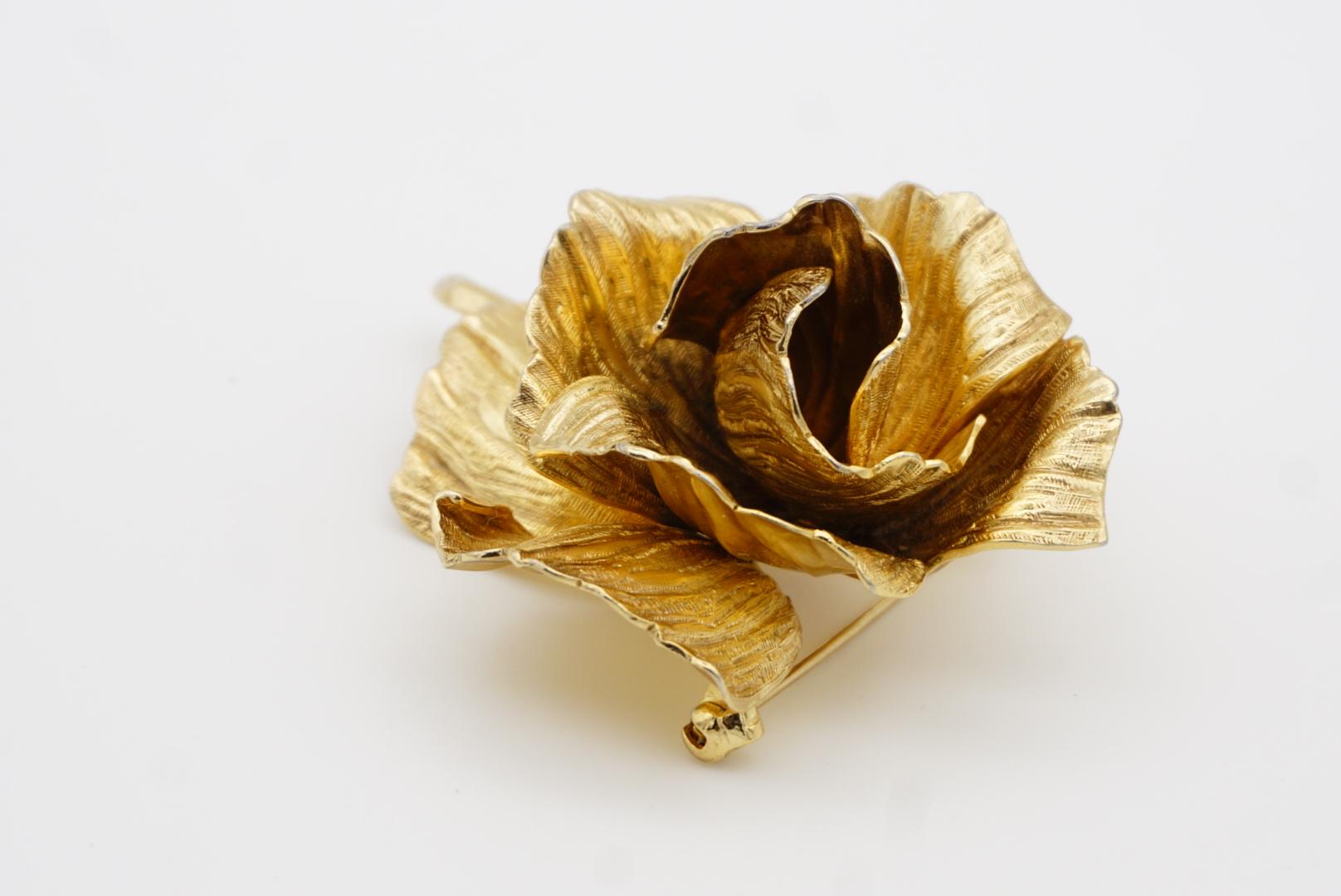 Christian Dior 1969 Vintage 3D Grande Flor Florido Flor Rosa Broche en venta 7