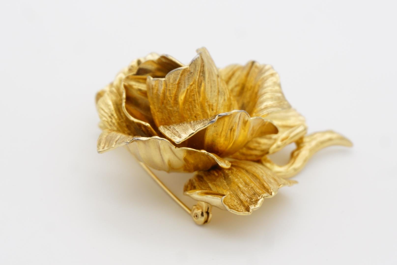 Christian Dior 1969 Vintage 3D Grande Flor Florido Flor Rosa Broche en venta 8