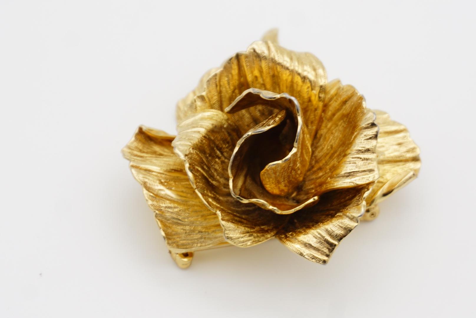 Christian Dior 1969 Vintage 3D Grande Flor Florido Flor Rosa Broche en venta 9