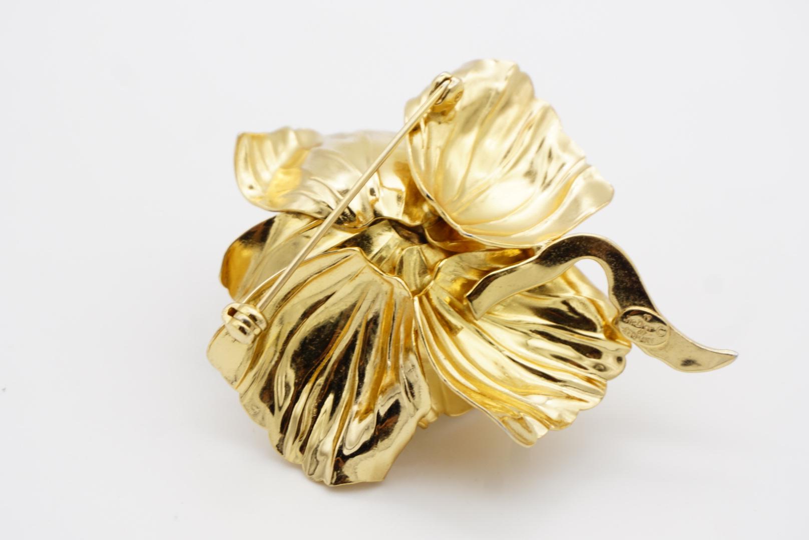 Christian Dior 1969 Vintage 3D Grande Flor Florido Flor Rosa Broche en venta 10