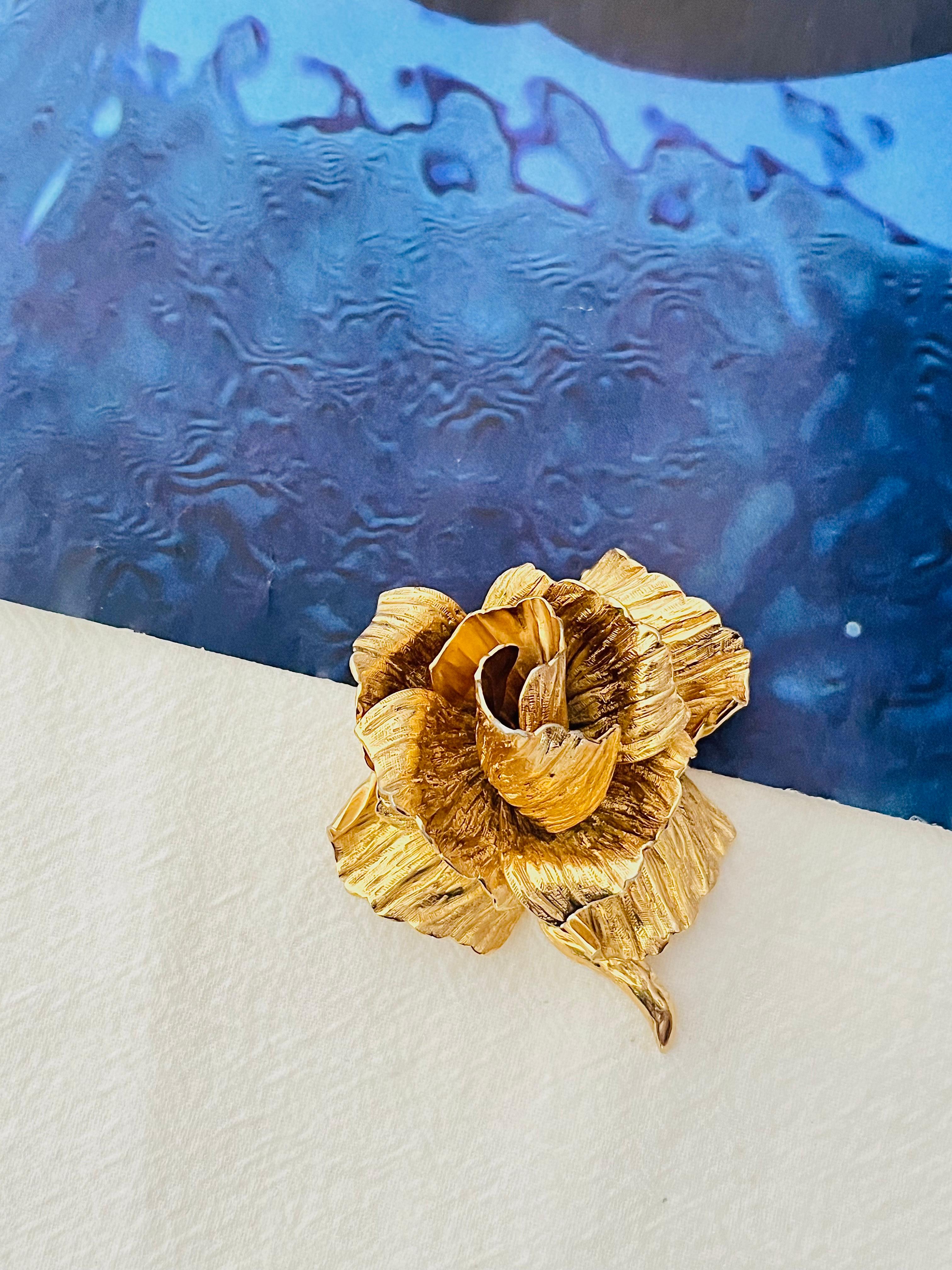  Christian Dior 1969 - Grande broche vintage 3D Vivid Flourish Blossom Flower Rose Unisexe 