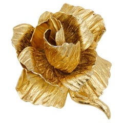Christian Dior 1969 Vintage Large Rose Blossom Flower Flourish Vivid 3D Brooch