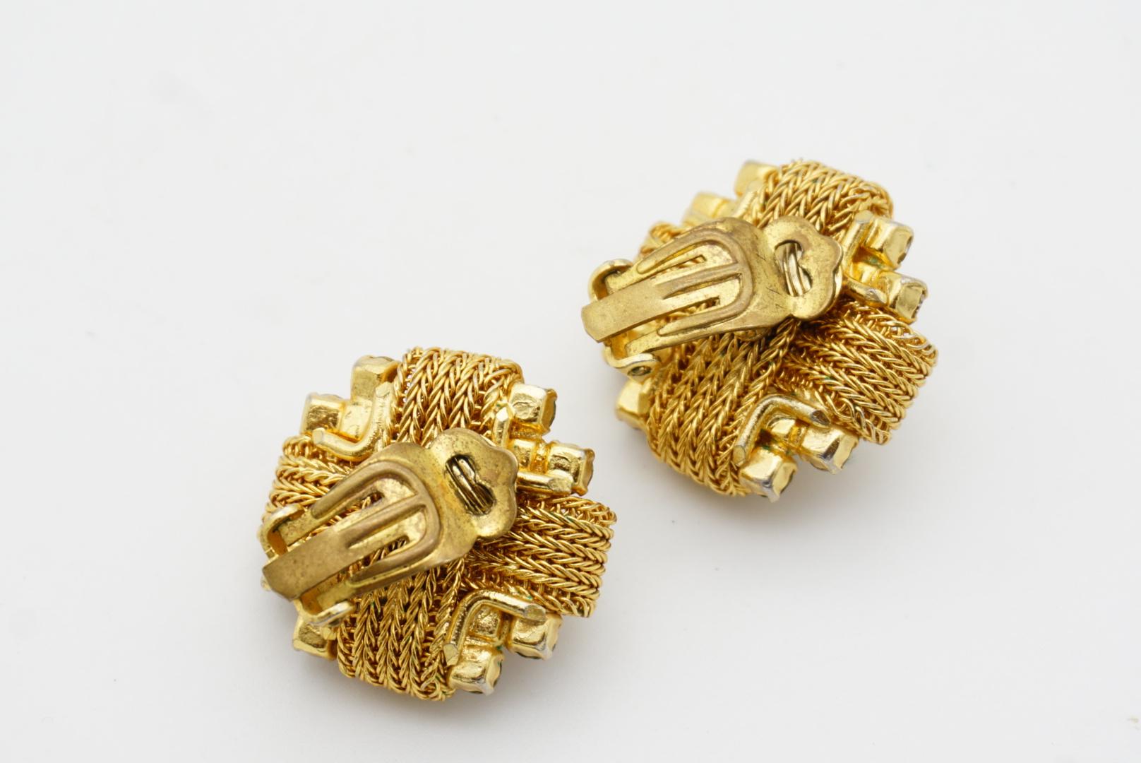 Christian Dior 1969 - Boucles d'oreilles clips en maille tissée, perles et cristaux de fleurs. en vente 6
