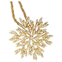 Collar llamativo «GROSSE» de Christian Dior de 1970, con cristales dorados en forma de copo de nieve icónico