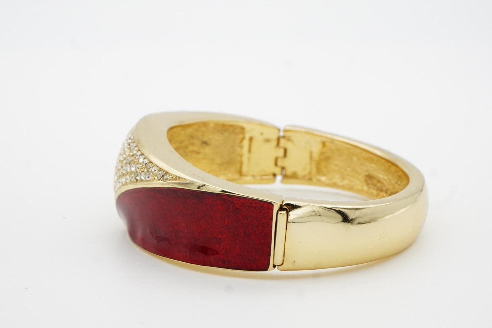 Christian Dior 1970s Bungundry Shining Crystals Manschette Cuff Bangle Bracelet For Sale 5